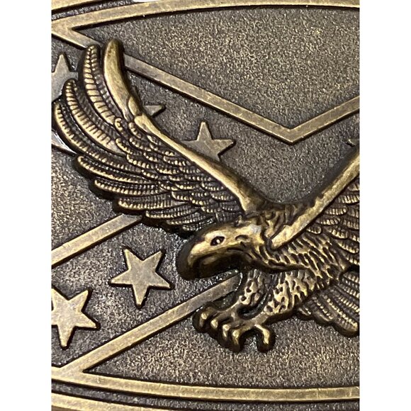 Vintage Brass Belt Buckle With Eagle and Stars Design - Picture 5 of 8